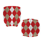 Beige Red And White Argyle Pattern Print Office Chair Cover