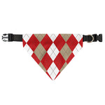 Beige Red And White Argyle Pattern Print Over The Collar Dog Bandana