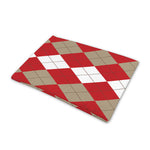 Beige Red And White Argyle Pattern Print Pet Cooling Mat Cover