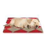 Beige Red And White Argyle Pattern Print Pet Cooling Mat Cover
