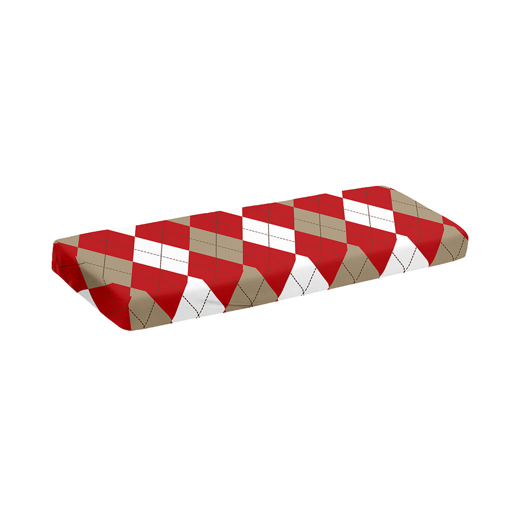 Beige Red And White Argyle Pattern Print Piano Keyboard Cover