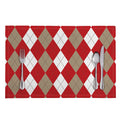 Beige Red And White Argyle Pattern Print Placemat