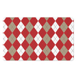 Beige Red And White Argyle Pattern Print Polyester Doormat
