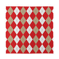 Beige Red And White Argyle Pattern Print Silk Bandana