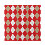 Beige Red And White Argyle Pattern Print Silk Bandana