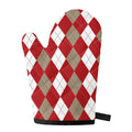 Beige Red And White Argyle Pattern Print Single Oven Mitt