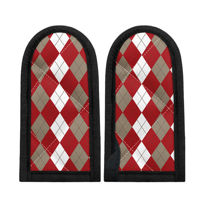 Beige Red And White Argyle Pattern Print Skillet Handle Cover