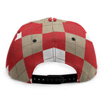 Beige Red And White Argyle Pattern Print Snapback Cap