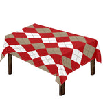 Beige Red And White Argyle Pattern Print Tablecloth