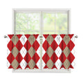 Beige Red And White Argyle Pattern Print Tier Curtains