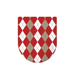 Beige Red And White Argyle Pattern Print Toilet Lid Cover