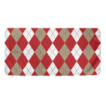 Beige Red And White Argyle Pattern Print Towel