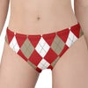 Beige Red And White Argyle Pattern Print Women's Panties