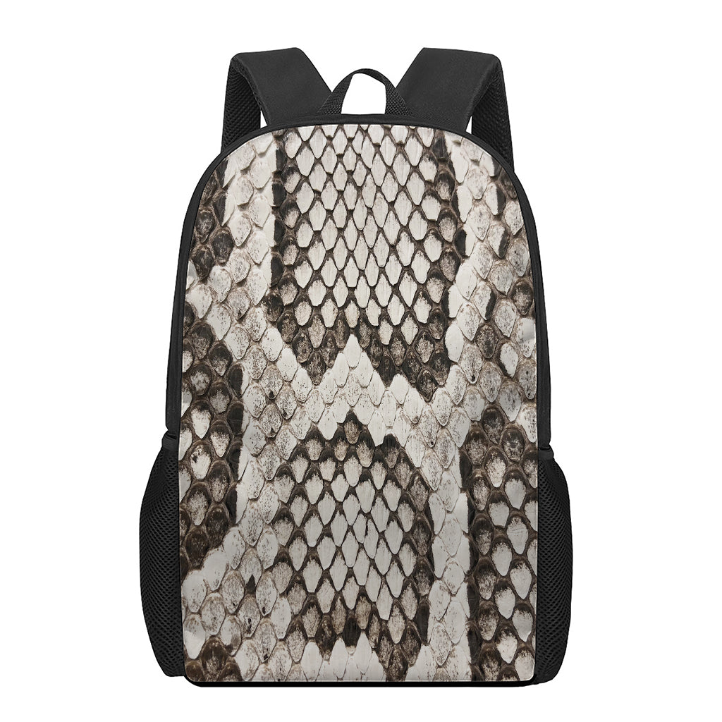 Beige Snakeskin Print 17 Inch Backpack