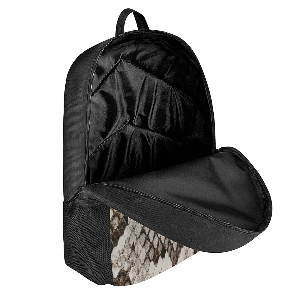 Beige Snakeskin Print 17 Inch Backpack