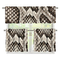Beige Snakeskin Print 3 Piece Kitchen Curtains