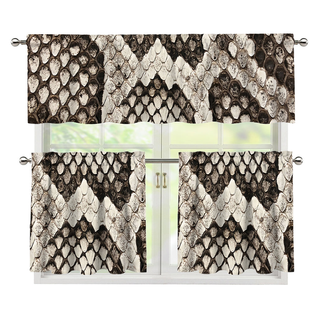 Beige Snakeskin Print 3 Piece Kitchen Curtains