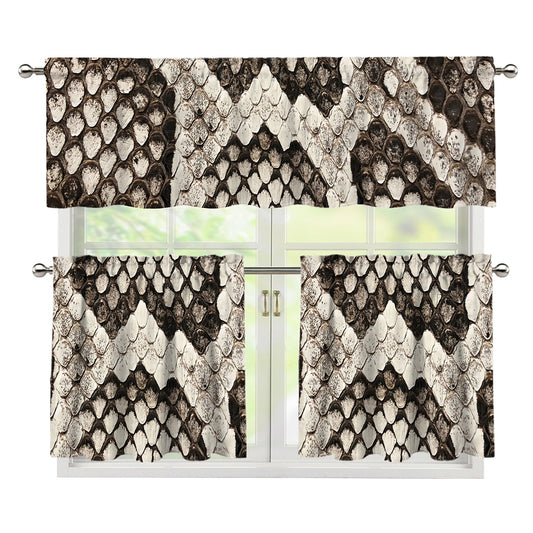 Beige Snakeskin Print 3 Piece Kitchen Curtains