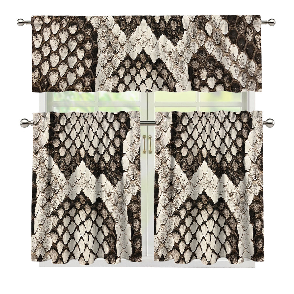 Beige Snakeskin Print 3 Piece Kitchen Curtains