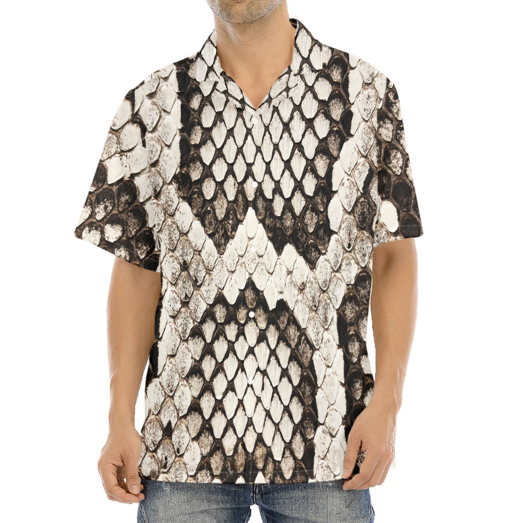Beige Snakeskin Print Aloha Shirt
