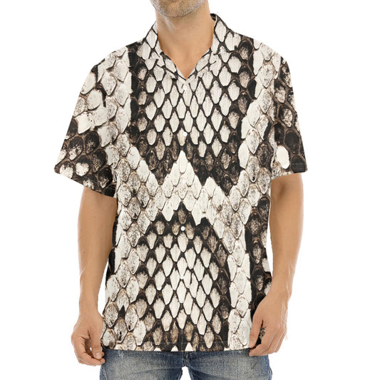 Beige Snakeskin Print Aloha Shirt