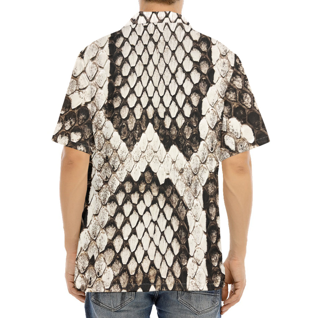 Beige Snakeskin Print Aloha Shirt