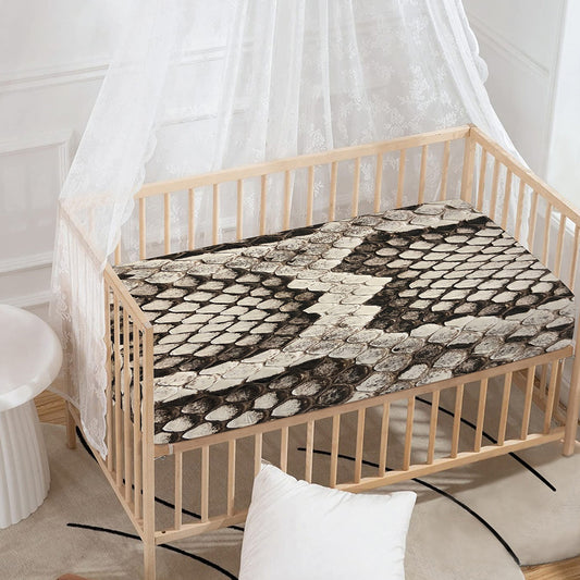 Beige Snakeskin Print Baby Crib Sheet