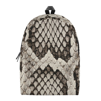 Beige Snakeskin Print Backpack