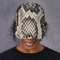 Beige Snakeskin Print Baseball Cap