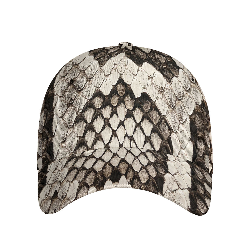 Beige Snakeskin Print Baseball Cap