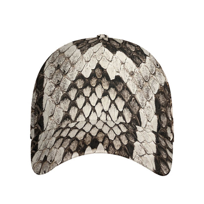 Beige Snakeskin Print Baseball Cap