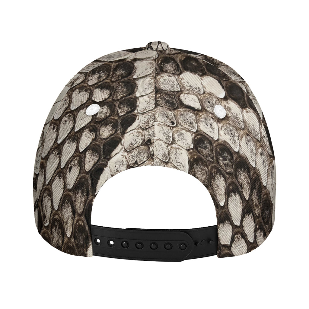 Beige Snakeskin Print Baseball Cap