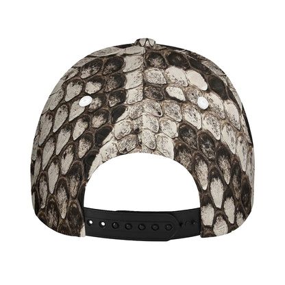 Beige Snakeskin Print Baseball Cap