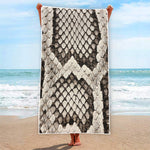 Beige Snakeskin Print Beach Towel