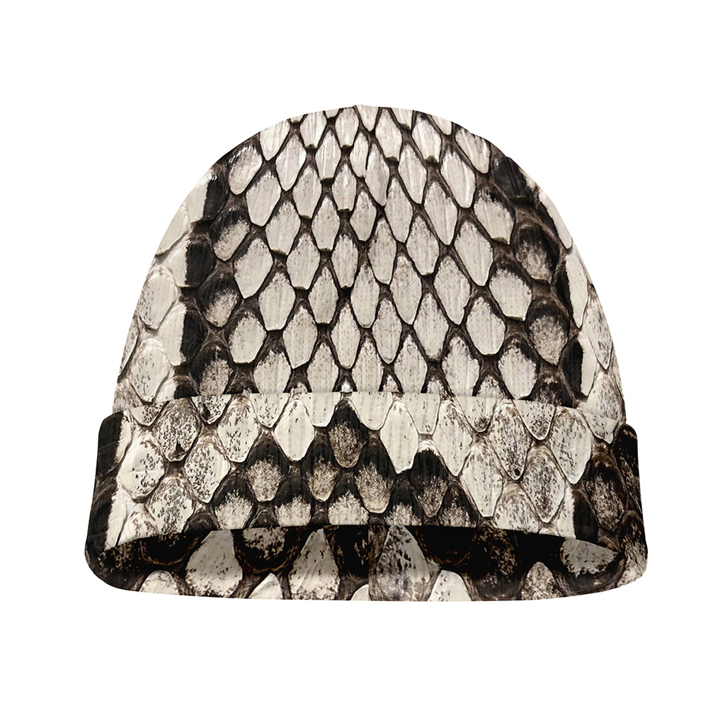 Beige Snakeskin Print Beanie
