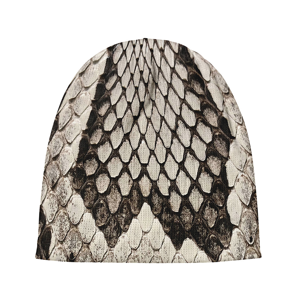 Beige Snakeskin Print Beanie