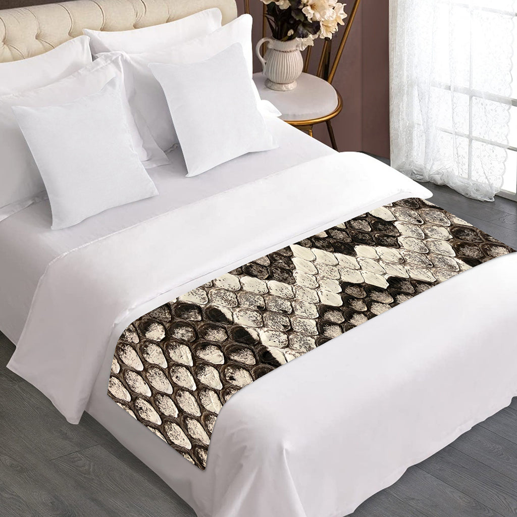 Beige Snakeskin Print Bed Runner