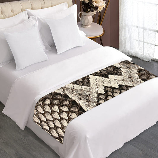 Beige Snakeskin Print Bed Runner