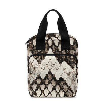 Beige Snakeskin Print Bible Tote Bag
