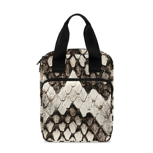 Beige Snakeskin Print Bible Tote Bag