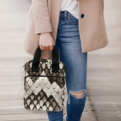 Beige Snakeskin Print Bible Tote Bag