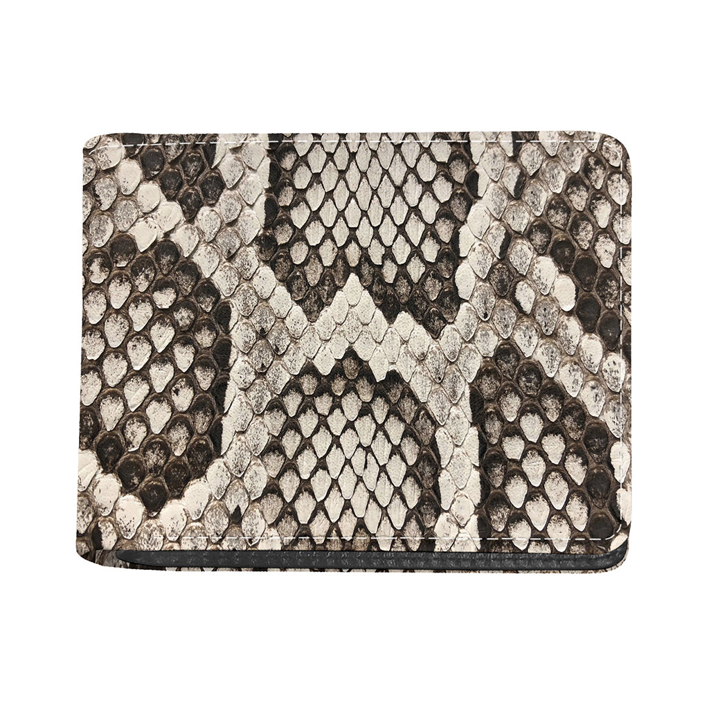 Beige Snakeskin Print Bifold Wallet