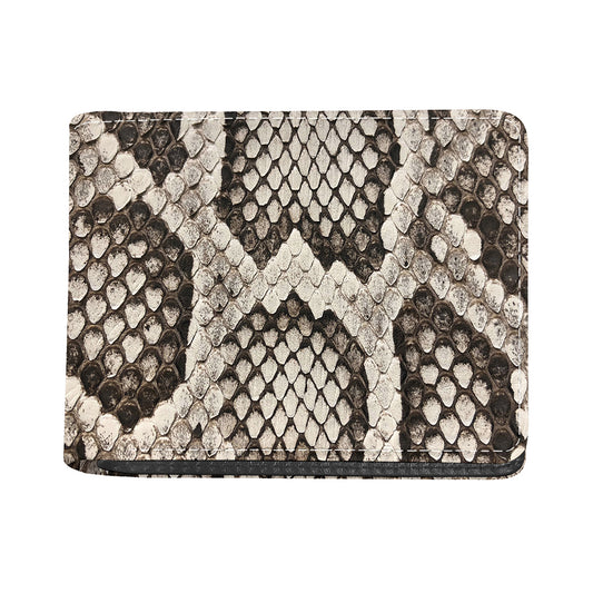 Beige Snakeskin Print Bifold Wallet