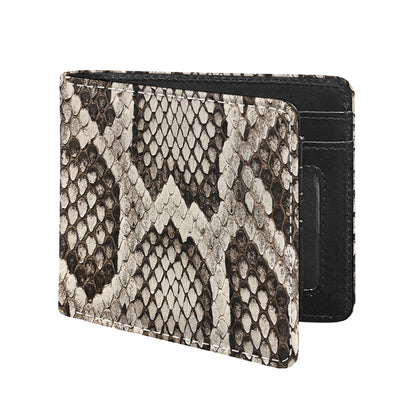 Beige Snakeskin Print Bifold Wallet