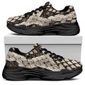 Beige Snakeskin Print Black Chunky Shoes