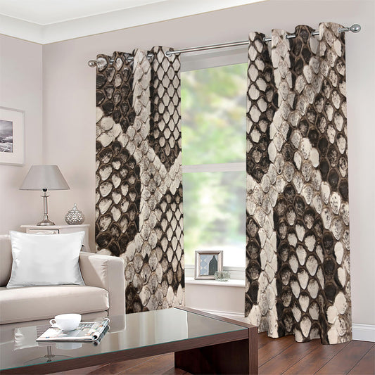 Beige Snakeskin Print Blackout Grommet Curtains