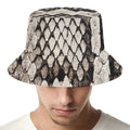 Beige Snakeskin Print Bucket Hat