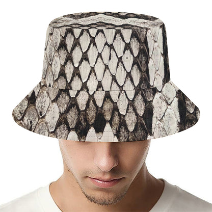 Beige Snakeskin Print Bucket Hat