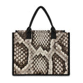 Beige Snakeskin Print Canvas Tote Bag