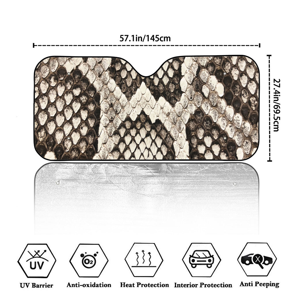 Beige Snakeskin Print Car Windshield Sun Shade